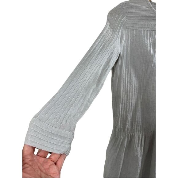 ZARA Trafaluc Gray Long Sleeve Shirt Dress Size S Button Front Pocket Casual - Picture 11 of 11